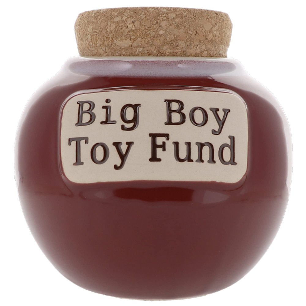 Cottage Creek Jars - Red Big Boy Toy Fund Piggy Bank, Unique Gifts for Men, Teen Boys & Friends, Savings Jar Storage Container, Perfect for Office & Home Decor, Fun Car Accessories Money Saving Box