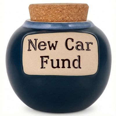 Cottage Creek Jars | Blue New Car Fund Piggy Bank | Car Accessories Ceramic Jar for Office & Home Decor | Gifts for Men, Dad, Boyfriend, Teens, Women, Friends, Mens Gifts for Father's Day