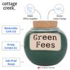 Cottage Creek Greens Fees Ceramic Piggy Bank for Adults - Green Kiln-Fired Money Bank with Cork Lid - 6" Tall Savings Jar for Golfers - Funny Golf Themed Gifts for Men & Women, Dad, & Golf Lovers view 2