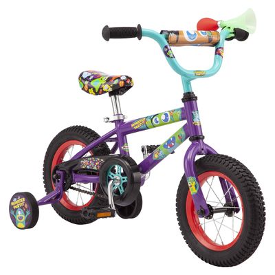 Pacific Funny Monsters Character Kids Bike for Boys and Girls, Ages 3-5 Year Old, 12-Inch Wheels, Steel Frame, Coaster Brakes, Adjustable & Quick Release Seat, Purple