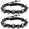 Hicarer Adjustable Mood Bracelet for Women 2 Pieces Dazzling Shimmer Color Changing Beads Based on Emotions Thermochromic Bead Bracelets forfor Men and Adults, christmas Idea Gift (Black Rope) view 1
