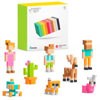 PIXIO-400pcs - Tiny Magnetic Blocks Building Toy in The Pixel Art Style with Free App - 5/16" Plastic Cubes with 6 Magnets Inside - Open Ended Toy - Creativity Toy for Ages 6+