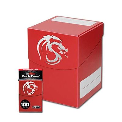 BCW Large Gaming Card Deck Case - Holds up to 100 Sleeved Cards  Red  4 Pack