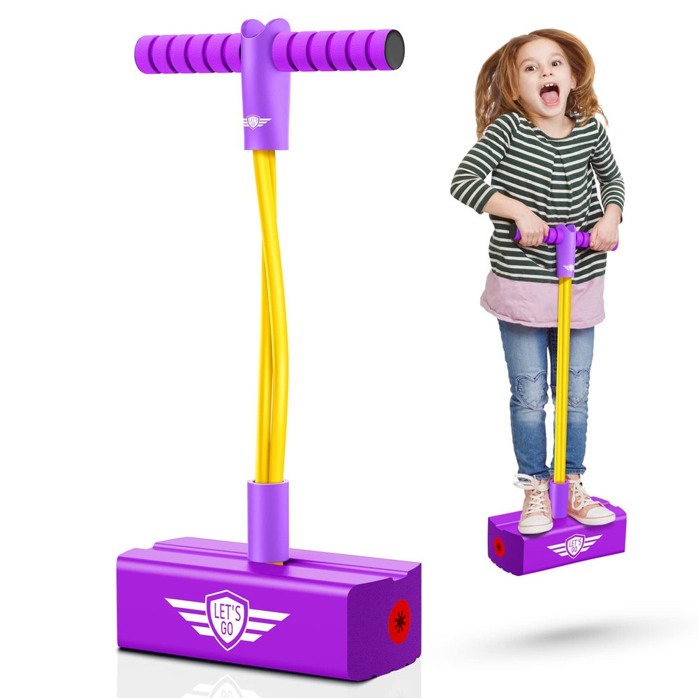 CUUGO LET'S GO! CG Foam Pogo Jumper for Kids, Toys for 3-12 Years Old Boys Girls Pogo Stick Outdoor Toys Gifts for 3-12 Year Old Boy Girl Fun Toys Christmas Birthday Gifts Stocking StuffersPurple