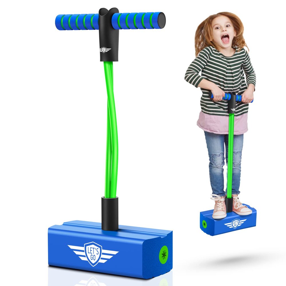 Toys for 3-12 Year Old Boys Girls, Foam Pogo Jumper for Kids Outdoor Toys Gifts for 3-12 Year Old Boys Pogo Stick for Kids Age 7 and Up Xmas Birthday Party Gifts Stocking StuffersGreen Blue