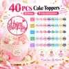 Boao 40 Pcs Happy Birthday Cake Toppers, Glitter Birthday Cake Decorations view 4