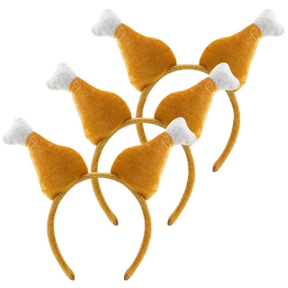 Camlinbo 3 Packs Thanksgiving Headband, Turkey Drumstick Headbands for Thanksgiving Day Costume Party Accessories