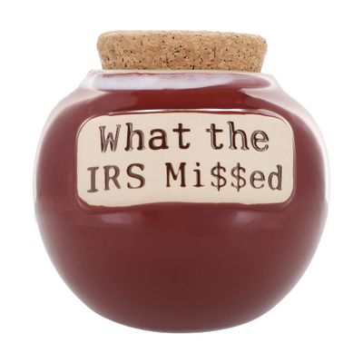 Cottage Creeks Jars - What The IRS Missed Piggy Bank, Ceramic Savings Bank, Retirement Gifts, Gifts for Men, Boss, Accountant