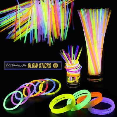 Trimming Shop Glow Sticks Bracelets Wrist Band Neon Necklace for Party Supplies, Birthday, New Years Eve, Christmas Party, Wedding Favors, Mixed Color Light Sticks (25pcs)