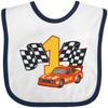 inktastic Number 1 Race Car Baby Bib White and Navy 3b71e view 1