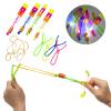 Rocket Slingshot Flying with LED Lights Glow The Dark Party,12 Launchers + 12 LED Helicopters,Slingshot Amazing Arrow Helicopter Glow Supplies for Kids (24 Pieces) view 2