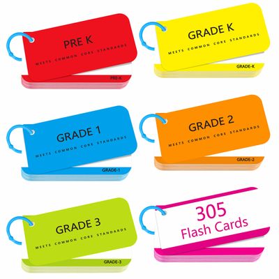 305 Dolch & Fry Sight Words Flash Cards, Include 250 Words with Sentences Plus 50 Blank Cards and 5 Index Cards, Educational Word Reading Flash Cards for Preschool to 3rd Grade
