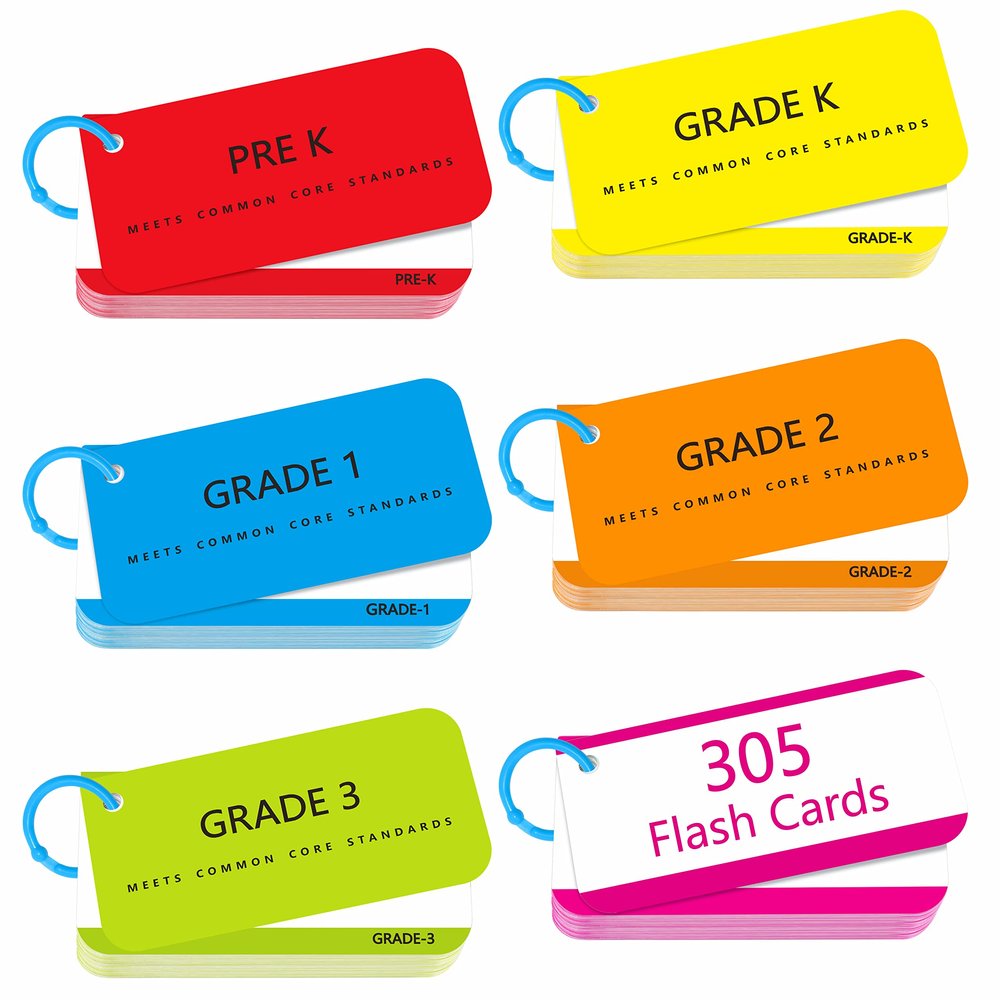 305 Dolch & Fry Sight Words Flash Cards, Include 250 Words with Sentences Plus 50 Blank Cards and 5 Index Cards, Educational Word Reading Flash Cards for Preschool to 3rd Grade