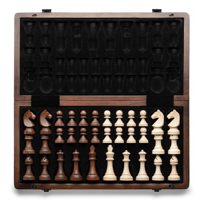 A&A 15" Magnetic Wooden Chess Set, Handmade 3" King Height Staunton Chess Pieces with 2 Extra Queens, Folding Portable Travel Game Set