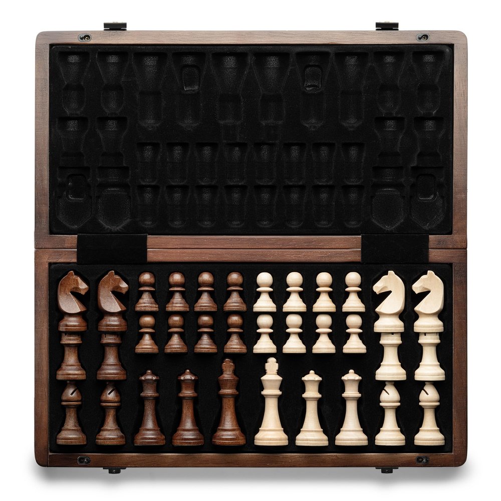 A&A 15" Magnetic Wooden Chess Set, Handmade 3" King Height Staunton Chess Pieces with 2 Extra Queens, Folding Portable Travel Game Set