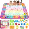 Aqua Water Doodle Mat - Kids Drawing Mat Toddlers Educational Toys for Age 3 4 5 6 7 8 Year Old Boys Girls Gifts - Neon Color Mat Doodle Board Writing Drawing Toys Holiday Christmas Birthday Gifts view 1