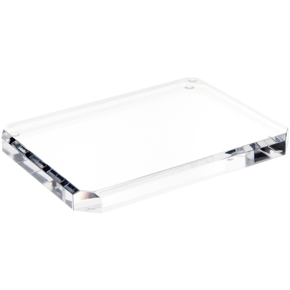 Plymor Clear Acrylic Beveled Corner-Cut Rectangular Display Base, 8" W x 6" D x 0.75" H, Pack of 3