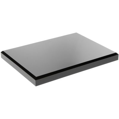 Plymor Black Acrylic Rectangular Beveled Display Base, 8" W x 6" D x 0.75" H, Pack of 3