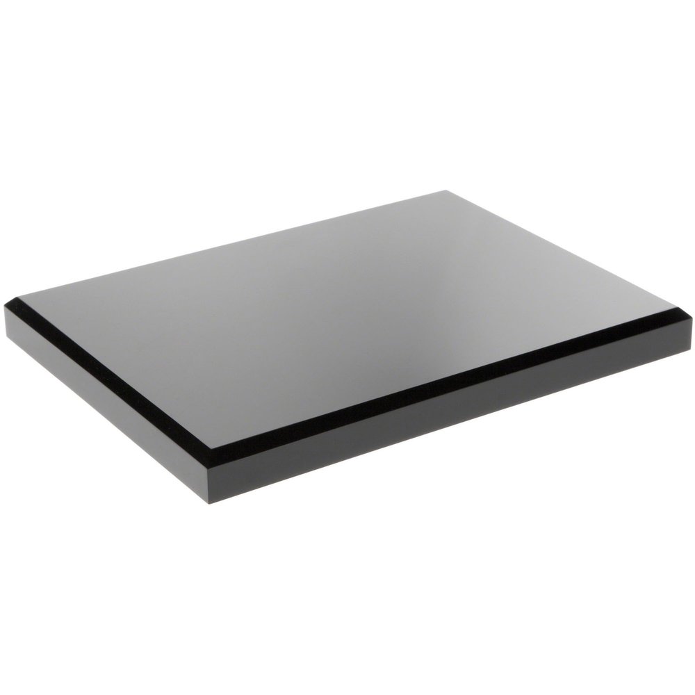 Plymor Black Acrylic Rectangular Beveled Display Base, 8" W x 6" D x 0.75" H, Pack of 3