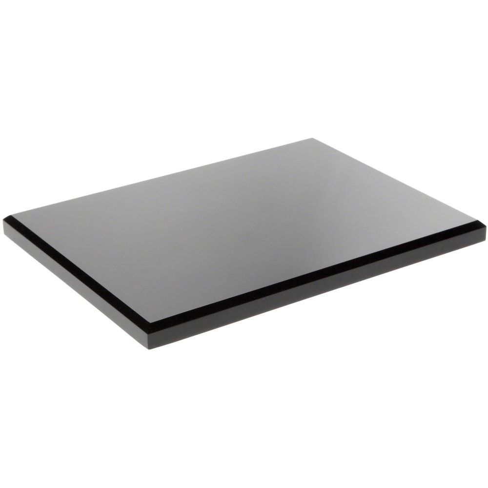 Plymor Black Acrylic Rectangular Beveled Display Base, 8" W x 6" D x 0.5" H, Pack of 6