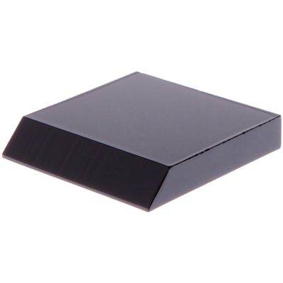 Plymor Black Acrylic Square Display Base (Angled-Front for Label), 2" W x 2" D x 0.375" H, Pack of 24