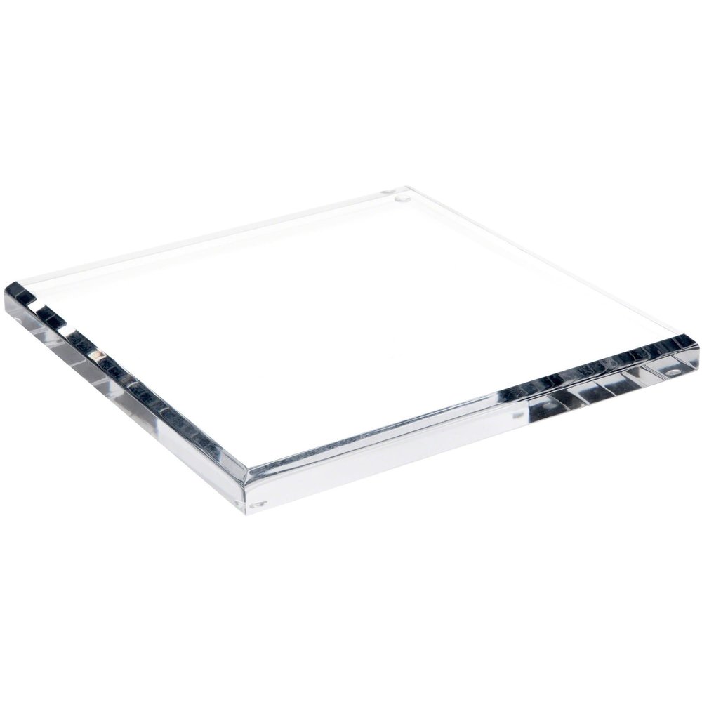 Plymor Clear Acrylic Square Beveled Display Base, 9" W x 9" D x 0.75" H, Pack of 3