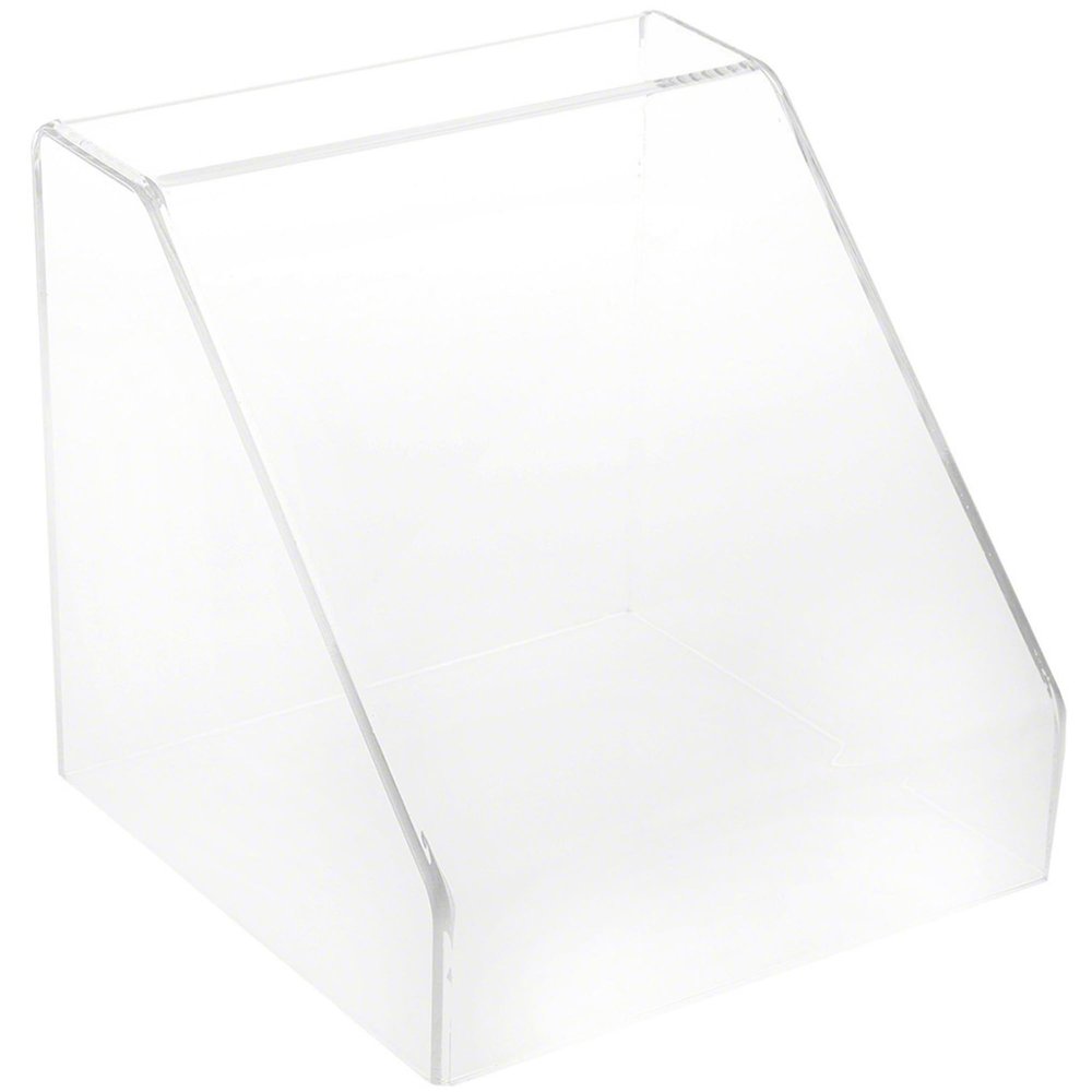 Plymor Clear Acrylic Slanted Front Display Case with No Base, 8" x 8" x 8" (3 Pack)