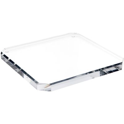 Plymor Clear Acrylic Beveled Corner-Cut Display Base, 9" W x 9" D x 0.75" H, Pack of 2