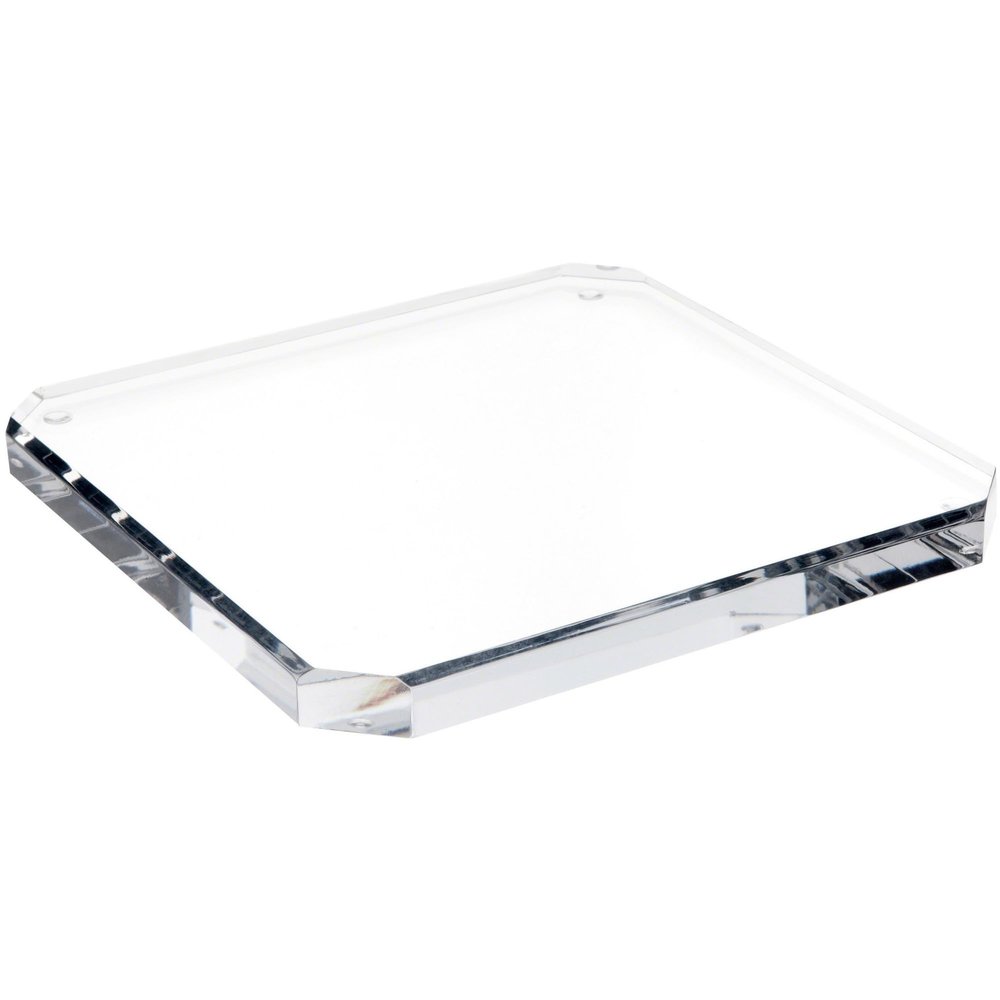 Plymor Clear Acrylic Beveled Corner-Cut Display Base, 9" W x 9" D x 0.75" H, Pack of 2