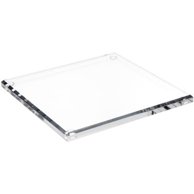Plymor Clear Acrylic Square Beveled Display Base, 8" W x 8" D x 0.5" H, Pack of 6