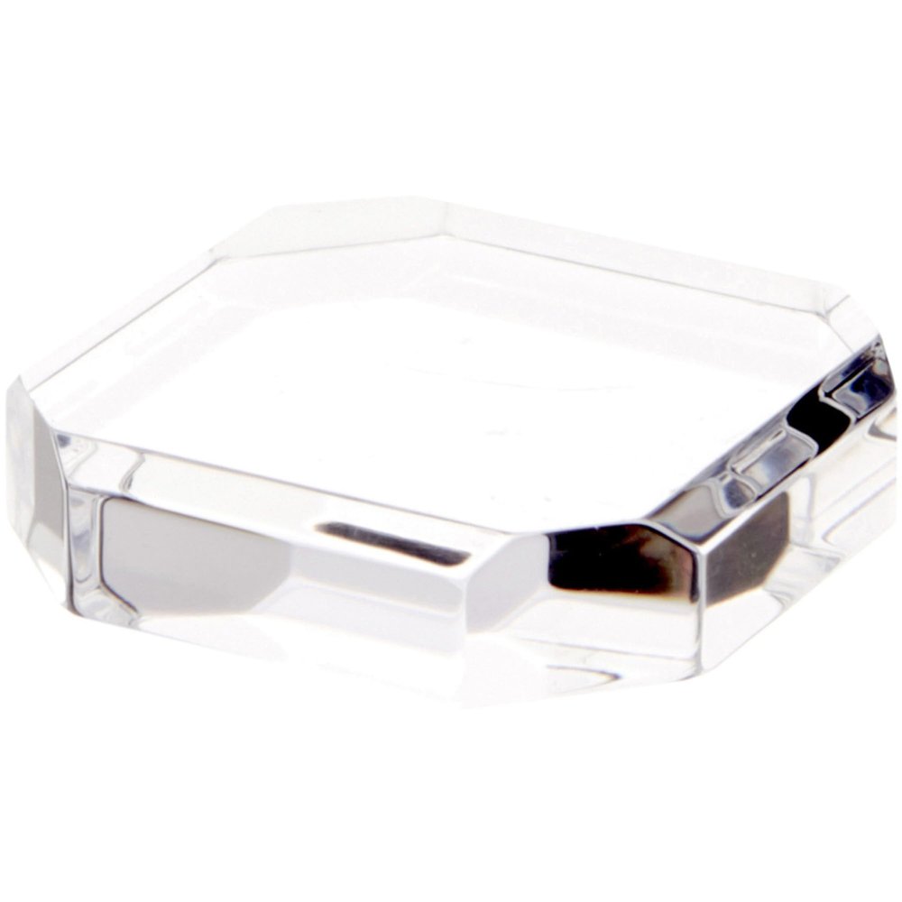 Plymor Clear Acrylic Beveled Corner-Cut Display Base, 3" W x 3" D x 0.75" H, Pack of 12