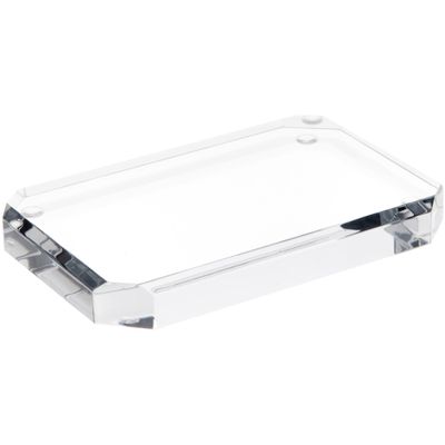 Plymor Clear Acrylic Beveled Corner-Cut Rectangular Display Base, 6" W x 4" D x 0.75" H, Pack of 3