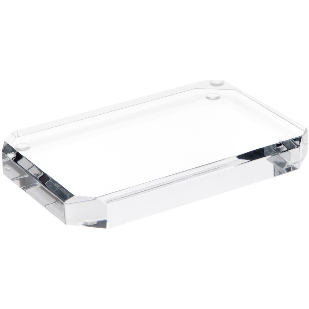 Plymor Clear Acrylic Beveled Corner-Cut Rectangular Display Base, 6" W x 4" D x 0.75" H, Pack of 3