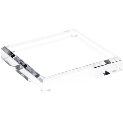 Plymor Clear Acrylic Square Beveled Display Base, 4" W x 4" D x 0.75" H, Pack of 12
