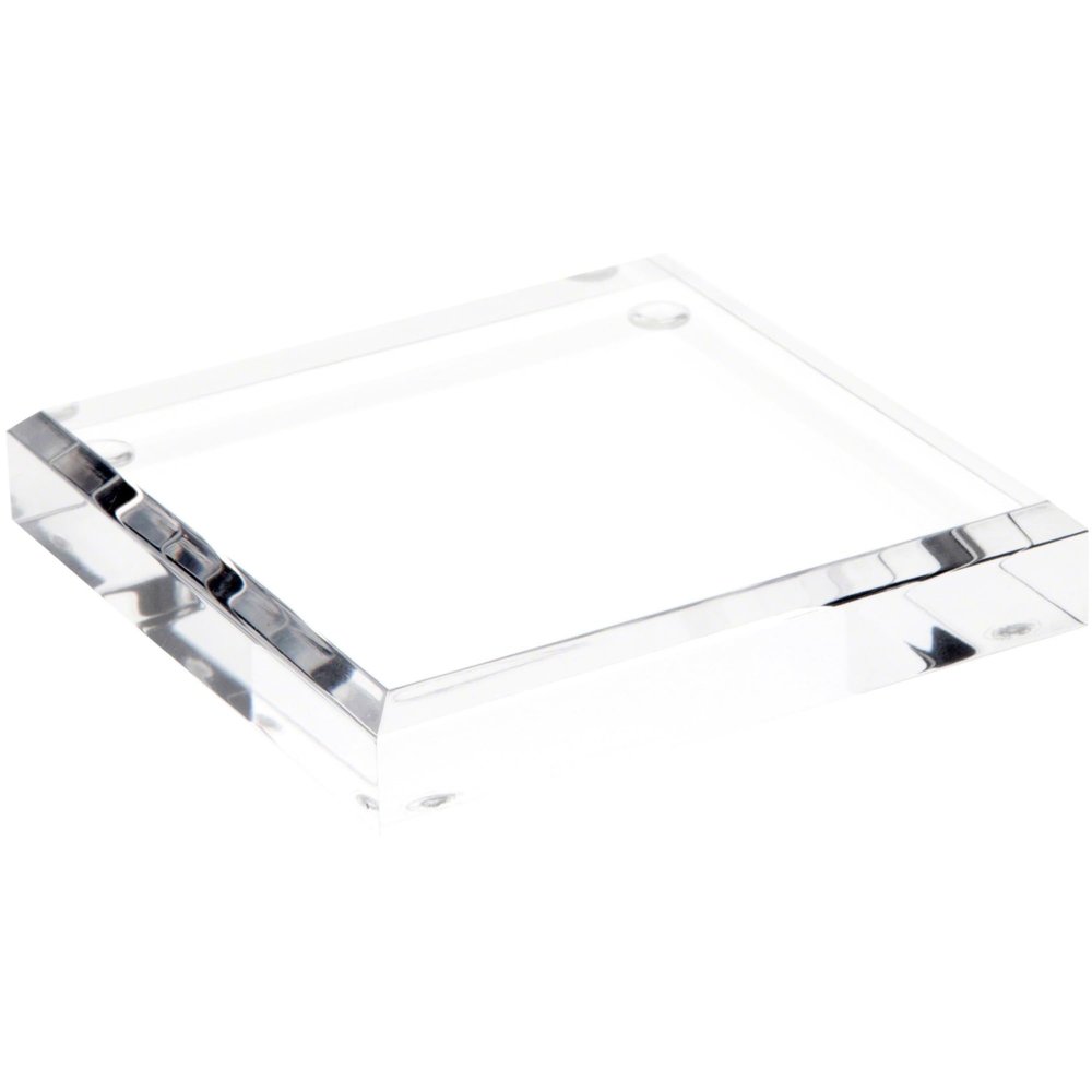Plymor Clear Acrylic Square Beveled Display Base, 4" W x 4" D x 0.75" H, Pack of 12