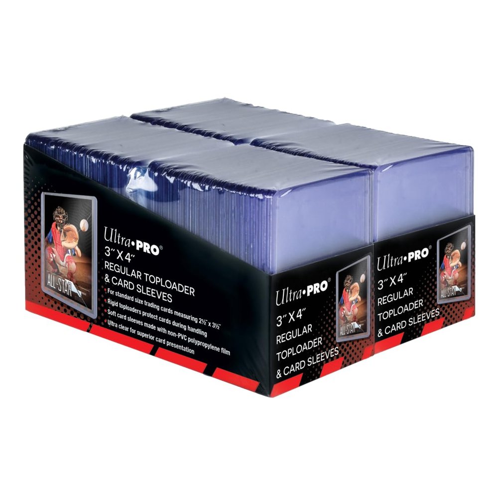 Ultra PRO 3" x 4" Clear Regular Toploaders for Cards with Card Sleeves Bundle Standard Size 200ct Trading Baseball Toploader Card Sleeve Protectors