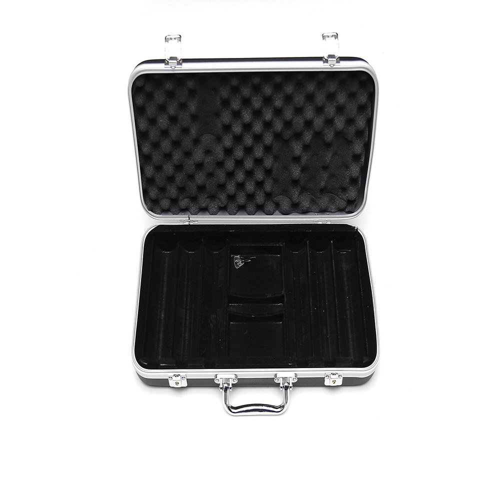 HAN'S DELTA Monte Carlo Poker Club Chip Set 14 Gram for Texas Hold'em, Blackjack, Casino Gambling with Black ABS Case, Cards, Dealer Button (Choose 300 or 500 Chips Set) (Case Only (Holds 300 Chips))