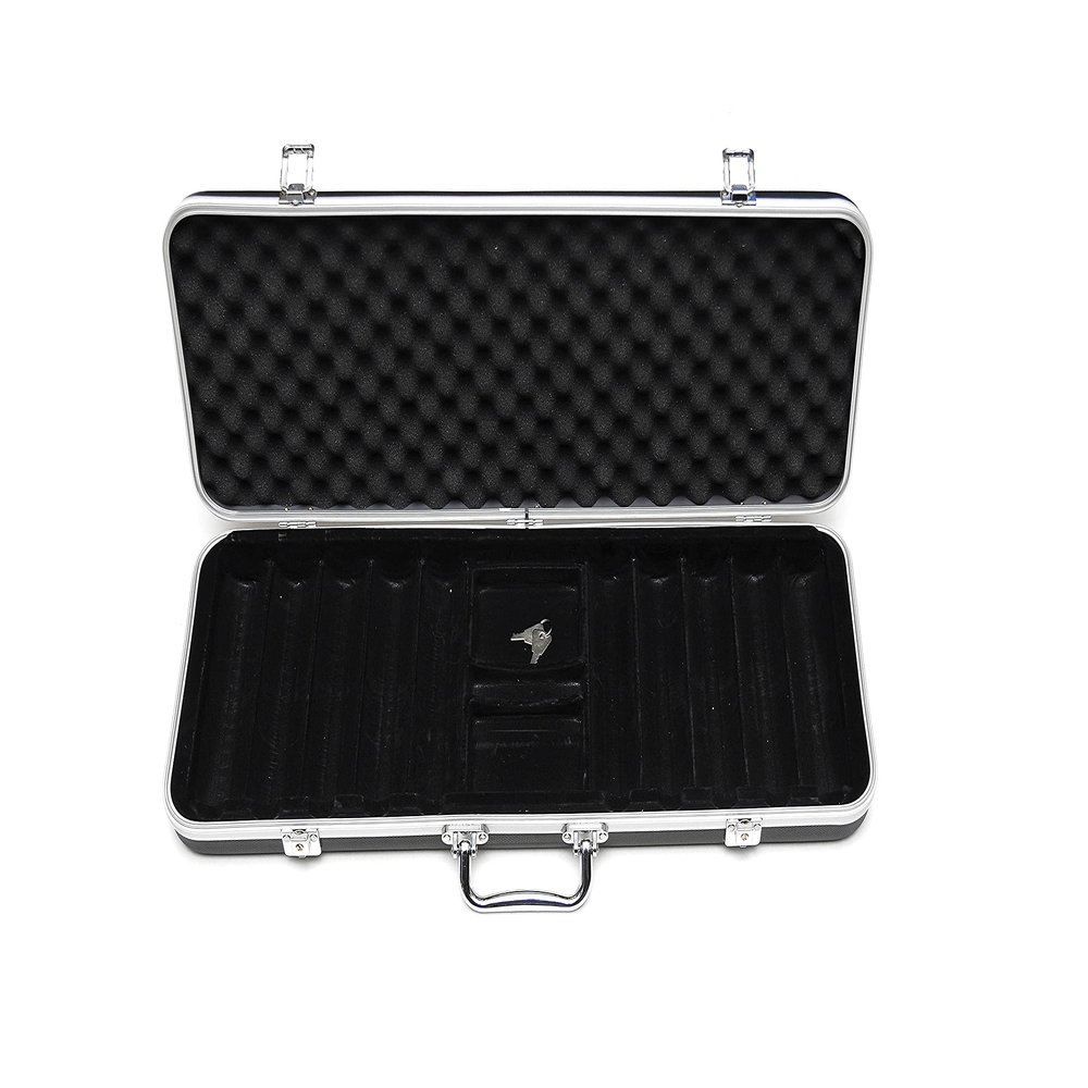 HAN'S DELTA Monte Carlo Poker Club Chip Set 14 Gram for Texas Hold'em, Blackjack, Casino Gambling with Black ABS Case, Cards, Dealer Button (Choose 300 or 500 Chips Set) (Case Only (Holds 500 Chips))