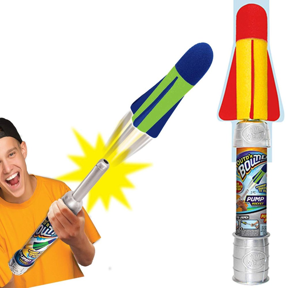JA-RU Large Pump Rocket Launcher for Kids (1-Pack) Handheld Air-Powered Foam Rocket Launcher Toy. Soft Foam Rocket for Outdoor Play, Party Favors & Birthday Gifts. 673-1A