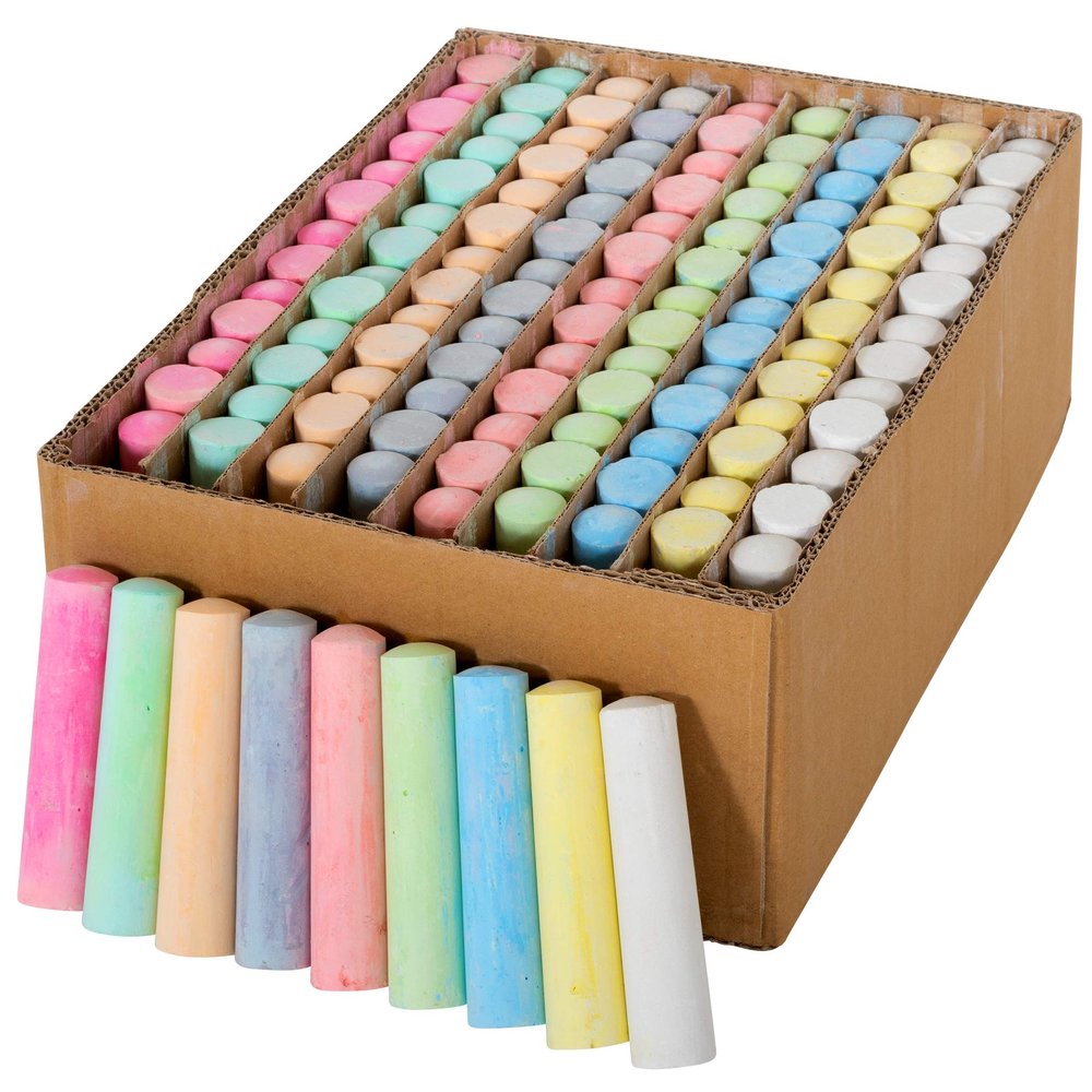 READY 2 LEARN Jumbo Sidewalk Chalk - 126 Pieces in 9 Colors - Washable, Non-Toxic, Portable