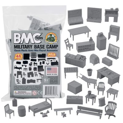 BMC Classic Marx Military Base Camp - 44pc Plastic Army Men Playset Accessories