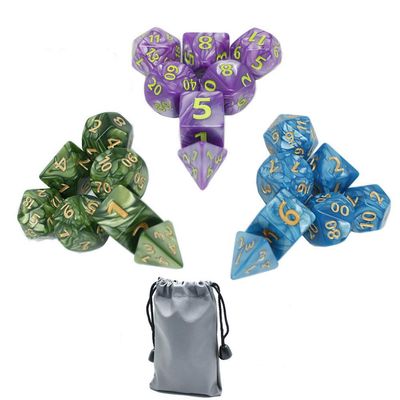 3 Pack 25mm Giant DND Dice Set for Dungeons and Dragons D&D RPG Pathfinder Role Playing Game Blue Green Purple Oversize Polyhedral Dice with Bag