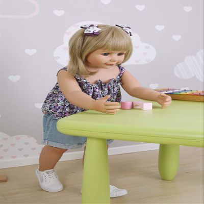 34inch87cm Reborn Toddler Dolls,Huge Baby Full Body Hard Vinyl Girl Realistic Anatomically Correct+ Short Blond Hair Model Collectible Great Qualtity (3)