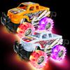 ArtCreativity Orange and White Light Up Monster Truck Set for Boys and Girls, Set Includes 2, 6 Inch Monster Trucks with Beautiful Flashing LED Tires, Push n Go Toy Cars, Best Gift for Kids Ages 3+ view 2
