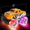 ArtCreativity Orange and White Light Up Monster Truck Set for Boys and Girls, Set Includes 2, 6 Inch Monster Trucks with Beautiful Flashing LED Tires, Push n Go Toy Cars, Best Gift for Kids Ages 3+ view 3