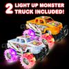 ArtCreativity Orange and White Light Up Monster Truck Set for Boys and Girls, Set Includes 2, 6 Inch Monster Trucks with Beautiful Flashing LED Tires, Push n Go Toy Cars, Best Gift for Kids Ages 3+ view 4