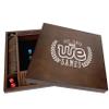 WE Games Custom Logo Printed 4 Player Shut The Box Game with Lid, Walnut Stained Wood, Large Coffee Table Size 14 Inches, Personalized Dice Board Games, Perfect for Home or Bar view 1