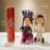 ALKIMIA INC Mexican Handmade Traditional Rag Couple Dolls - 7 inches - Pink & White view 3
