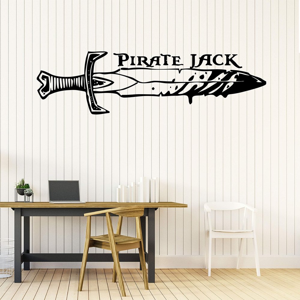 10 x 35 in Pirate Wall Decals for Kids Rooms - Pirate Wall Stickers for Kids - Pirate Map Pirate Ship Wall Decor Kids Art - Pirate Decorations for Kids Room PIR025