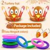 2 Pack Thanksgiving Ring Toss Games Toys for Kids Thanksgiving Inflatable Turkey Hats Toss Games Thanksgiving Family School Party Favors Decor Indoor Outdoor Party Game(2 Turkey Hats, 8 Rings) view 2